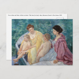 Cartão Postal Mary Cassatt - Duas mães e crianças em um barco