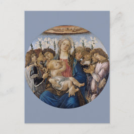 Cartão Postal Mary com Criança e Anjos Cantos por Botticelli