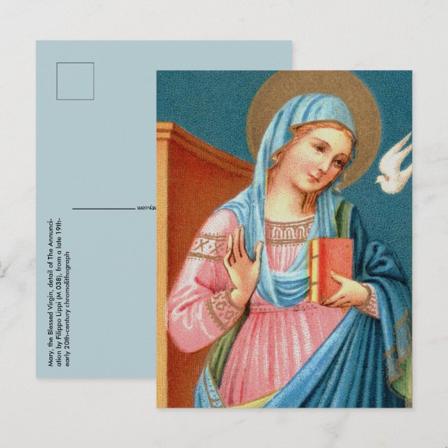 Cartão Postal Mary, da Anunciação de F. Lippi (Detalhe; M 038) (Frente/Verso)