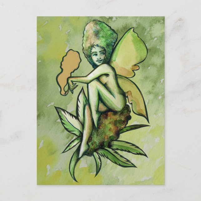 Cartão Postal Mary Jane Fairy Green Goddess Toker                (Frente)
