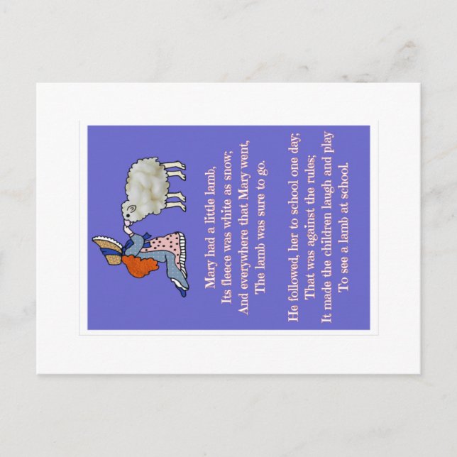 Cartão Postal Mary tinha um pequeno cordeiro (Frente)