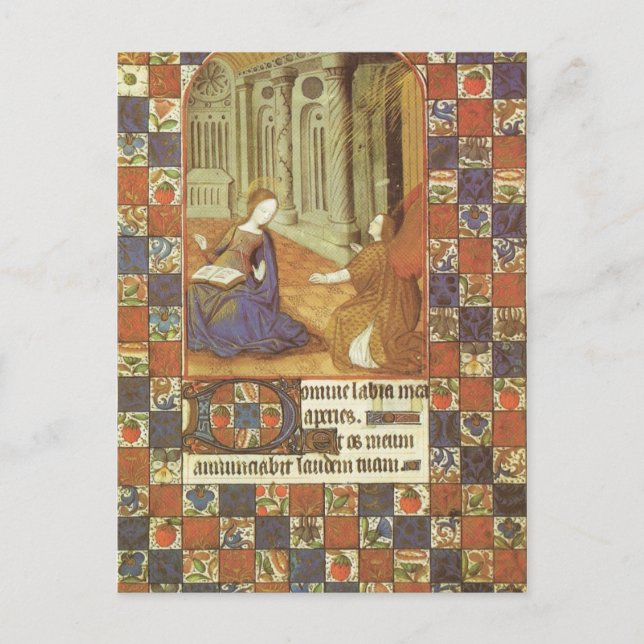 Cartão Postal Mary visita sua prima Elizabeth, medieval (Frente)