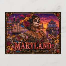 Cartão Postal Maryland Día de los Muertos Retro