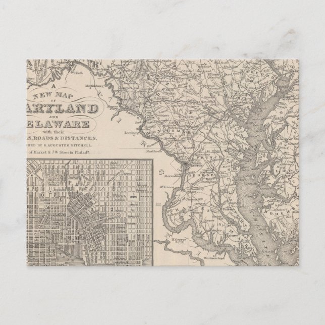 Cartão Postal Maryland e Delaware (Frente)