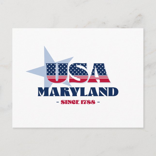 Cartão Postal Maryland em Red, White e Blue Postcard (Frente)