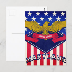 Cartão Postal Maryland EUA Flag