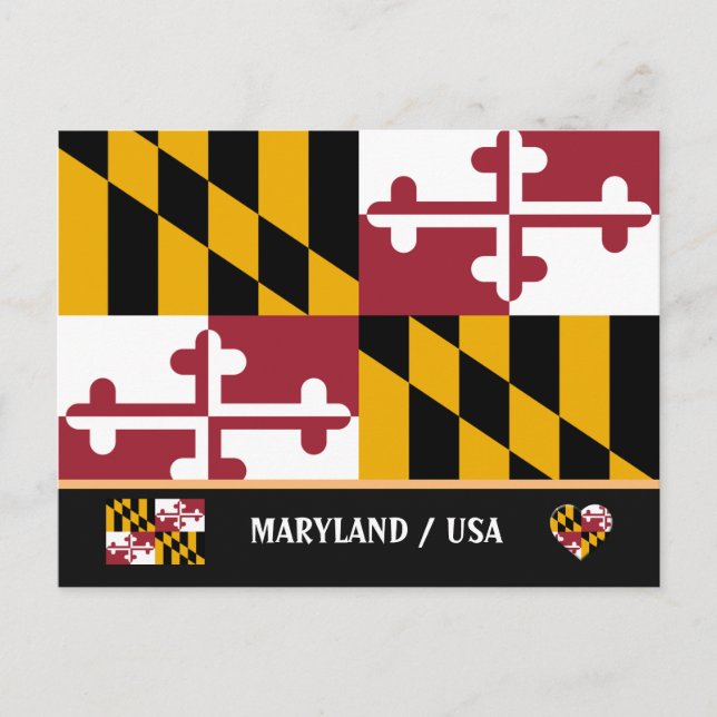 Cartão Postal Maryland Flag & Maryland State USA /America (Frente)