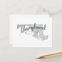 Cartão Postal Maryland Forma Vintage Cinza Typografia Name