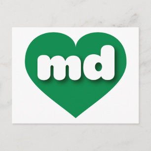 Cartão Postal Maryland Green Heart - amor