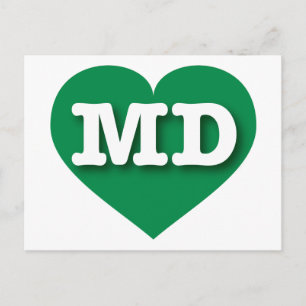 Cartão Postal Maryland Green Heart - Eu amo MD