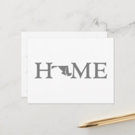 Cartão Postal Maryland Home State Shaple Letter Cinza Word Art