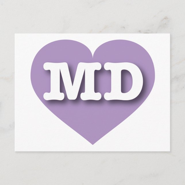Cartão Postal Maryland Lavanda Heart - Eu amo MD (Frente)