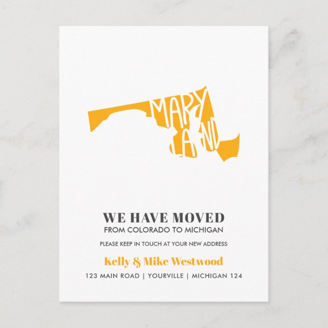 Cartão Postal MARYLAND Mudamos o novo endereço Novo lar (Frente)