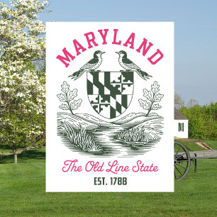 Cartão Postal Maryland O Antigo Estado de Linha Est. 1788 Brasão