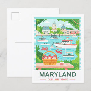 Cartão Postal Maryland Old Line State USA Summer Viagem