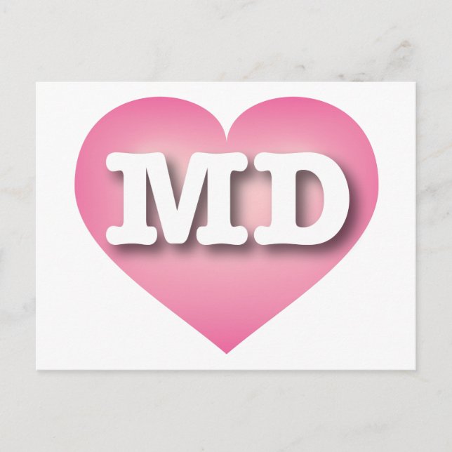 Cartão Postal Maryland Pink Fade Heart - Eu amo MD (Frente)