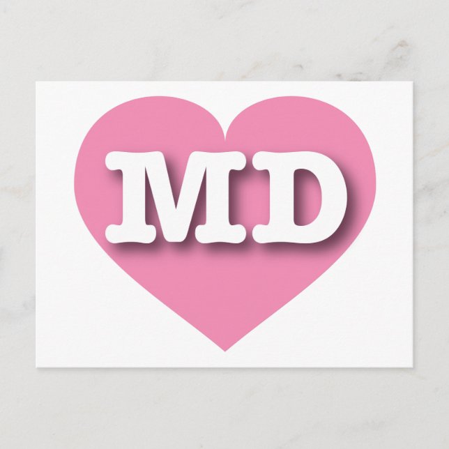 Cartão Postal Maryland Pink Heart - Eu amo MD (Frente)