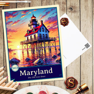Cartão Postal Maryland Postcard Estilo Anime com Sombreamento