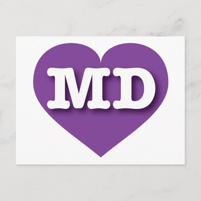 Cartão Postal Maryland Purple Heart - Eu amo MD (Frente)
