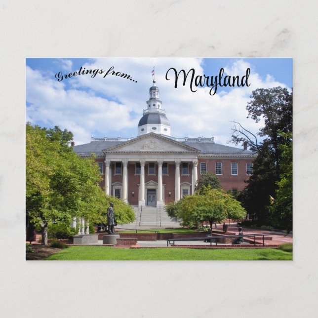 Cartão Postal Maryland State House em Annapolis Maryland Postcar (Frente)