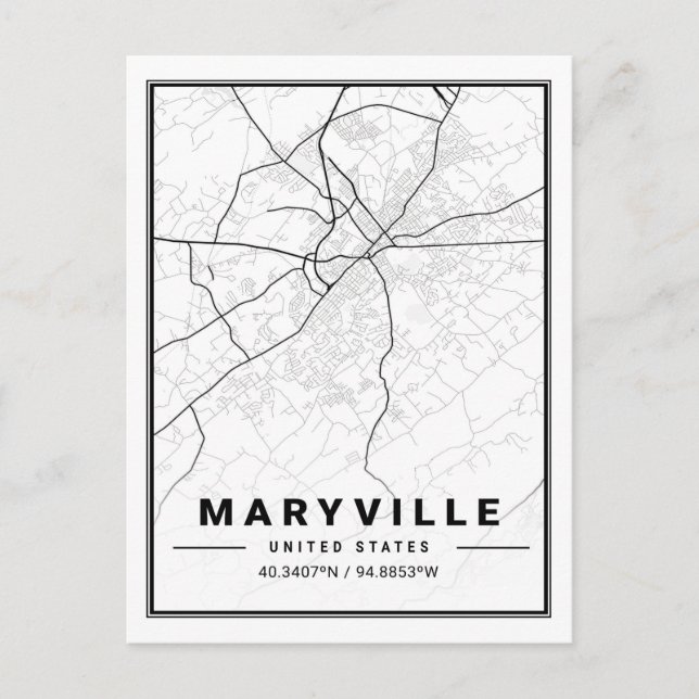 Cartão Postal Maryville Tennessee USA - Mapa da Cidade Viagem (Frente)