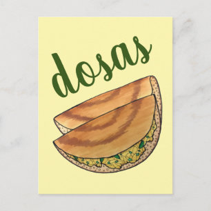 Cartão Postal Masala Dosas Comida Sul da Índia Batata Dosa