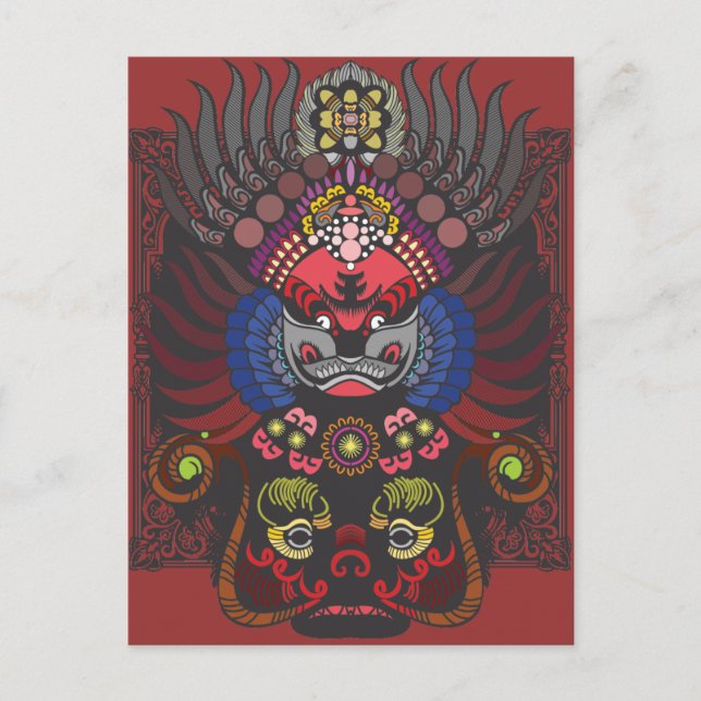 Cartão Postal Máscara chinesa (Frente)