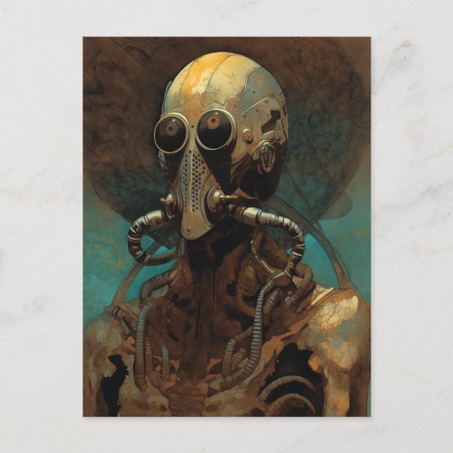 Cartão Postal Máscara de Capacete de Visto de Ficção Científica (Frente)