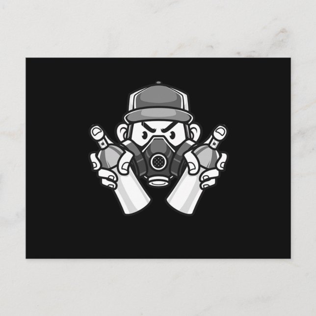 Cartão Postal Máscara de gás do artista grafite pode pintar H (Frente)