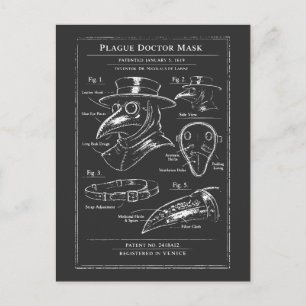 Cartão Postal Máscara de Médico da Peste Blueprint