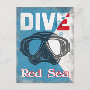 Cartão Postal Máscara de mergulho do Red Sea Vintage Scuba