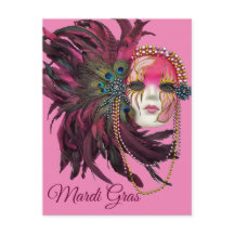 Máscara de miçangas, Penas e Mardi Gras