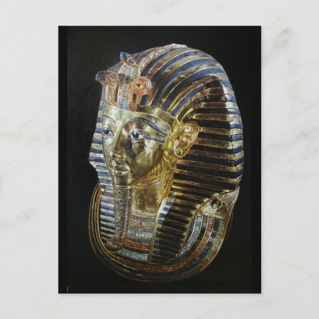 Cartão Postal Máscara de Ouro de Tutankhamon (Frente)