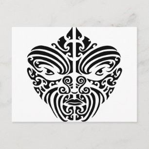 Cartão Postal Máscara de Tatuagem Tribal Maori