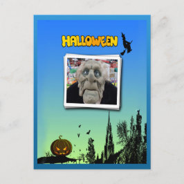 Cartão Postal Máscara de Velho, Bruxa Voadora e Jack o Lanterna