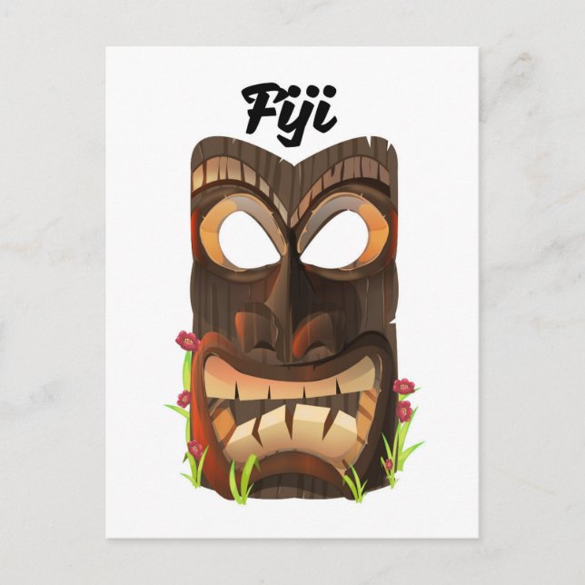 Cartão Postal Máscara esculpida de Fiji (Frente)