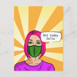 Cartão Postal Máscara Facial Pop Art 2021 Lady Delta Covid