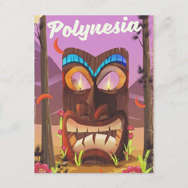 Cartão Postal Máscara Tiki da Polinésia (Frente)