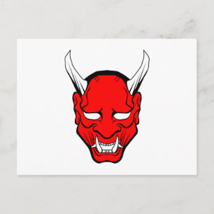 Cartão Postal Máscara Vermelha Japonesa Hannya