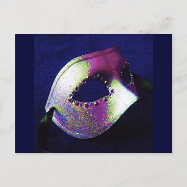 Cartão Postal Mascarada Azul Meia-Noite (Frente)