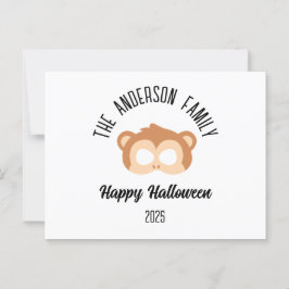 Cartão Postal Mascarada de máscara de macaco do Halloween