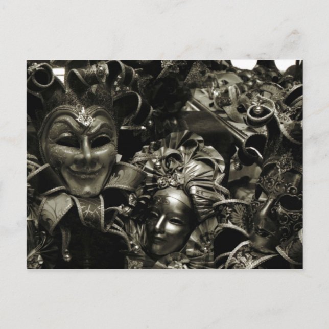Cartão Postal Mascarada preto Gótico Escuro (Frente)