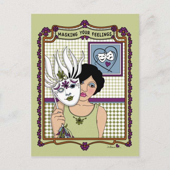 Cartão Postal Mascarando Seus Sentimentos_A_ Postcard (Frente)