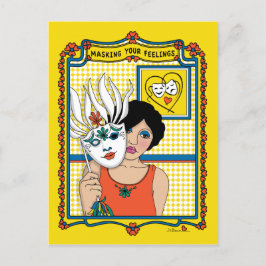 Cartão Postal Mascarando Seus Sentimentos_B_ Postcard