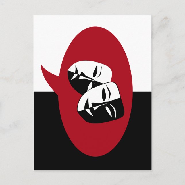 Cartão Postal Máscaras de Comédia e Tragédia (Frente)