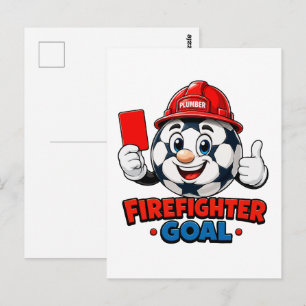 Cartão Postal Mascote Árbitro de Futebol Bombeiro