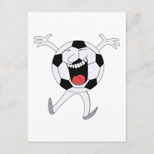 Cartão Postal Mascote Bola de Futebol Sorridente