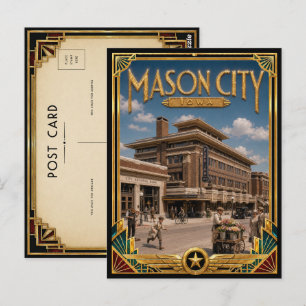 Cartão Postal Mason City Iowa Arte Deco Vintage Era de Ouro