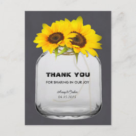 Cartão Postal Mason jar girassol, obrigado a tomar nota do sol7