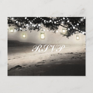 Cartão Postal Mason Jars String Luzes Elegante Casamento Russo